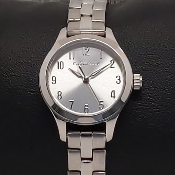 Caravelle Ladies Quartz Watch By Bulova Silvertone White Dial 24mm - Picture 3 of 12